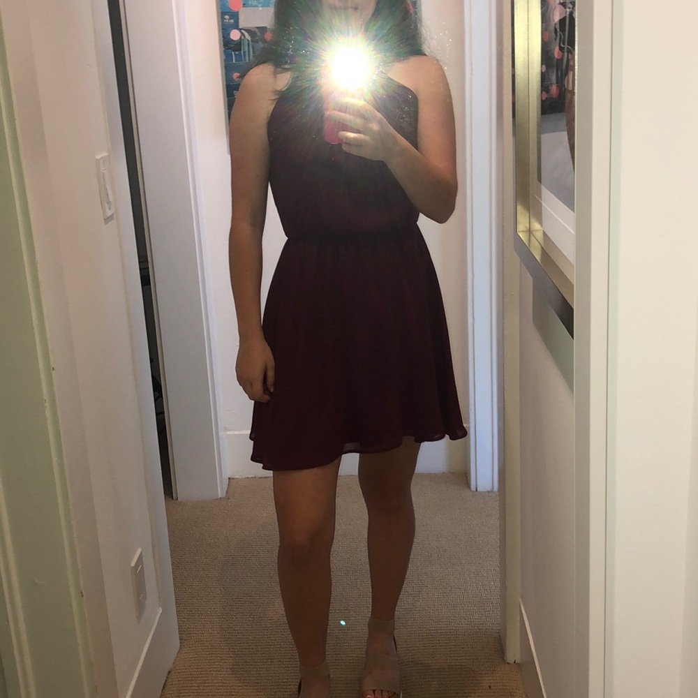 Burgundy halter top dress from Lush